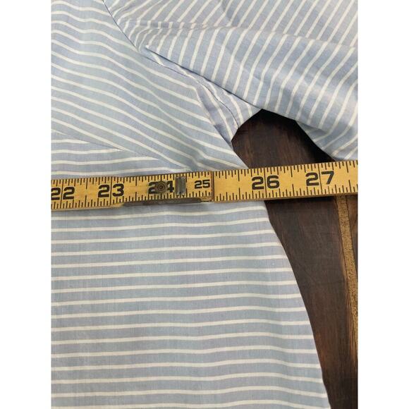 Lands' End Women's Blue White 3/4 Sleeve Slub Notch Neck Blouse Top Size 3X - Picture 8 of 8